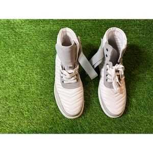 Marc Nolan High Top Quilted Leather Sneakers White Grey Lace Up Mens Size